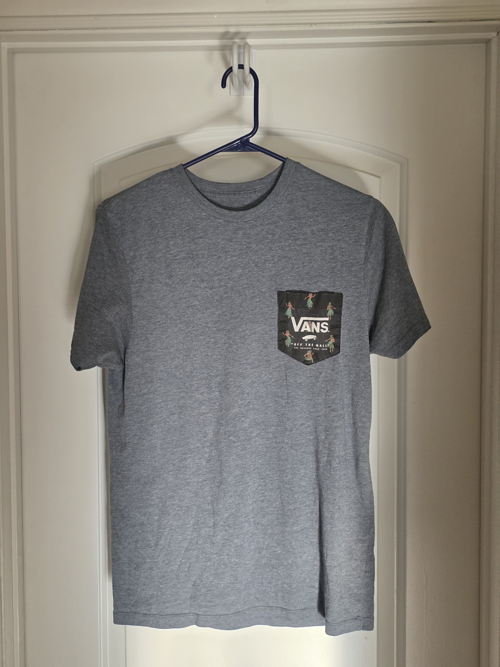 Vans Gray Short-Sleeve Pocket Tee with Patterned Pocket
